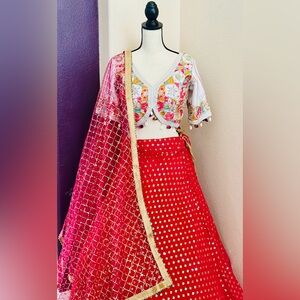 Vibrant pink and Multicolor Lehenga Choli